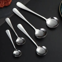 Vente en gros d'usine, cuillère ronde en acier inoxydable personnalisée avec votre propre marque pour le café et la soupe