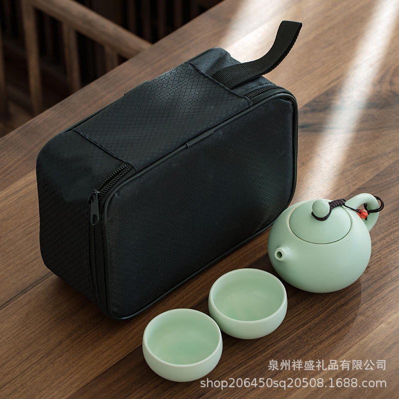 Bolsa negra mate, 1 olla, 2 tazas - verde