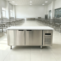 Table de travail réfrigérée et congélateur double température en acier inoxydable pour cuisine centrale et usine alimentaire