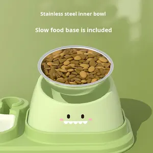 Mangkuk ganda melindungi Vertebra serviks miring mulut lambat makanan ramah lingkungan IPX5 tahan air mangkuk hewan peliharaan tiga dalam satu untuk anjing - Product Image 2