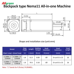 ออลกรีน พัลส์/RS485 DC20~30V 0.7/1.0A 1000PPR 0.09/0.18N.m 2 เฟส Nema11 ไดรเวอร์มอเตอร์สเต็ปเปอร์แบบรวมวงจรเปิด/วงจรปิด - Product Image 5