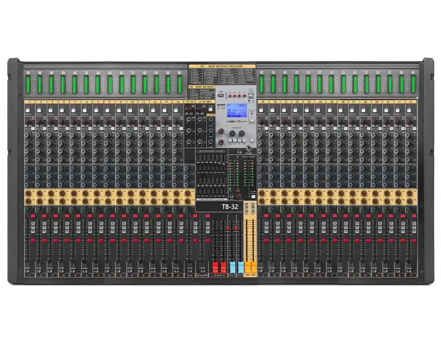 Профессиональный звуковой микшер TB-32, 28 моно-микрофонный вход, 2 стереовхода, 32 канала, многофункциональный аудиомикшер