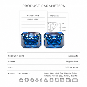 Pedras Soltas de Moissanite Corte Flor de Gelo Cor Safira Azul 0.5ct-3.0ct VVS1 Certificado GRA Atacado para Fabricação de Joias a Granel - Product Image 6