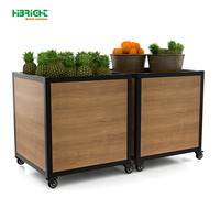 Chariot mobile pour produits frais en bois de pin massif, écologique, avec bac de rangement, pour optimiser la fraîcheur visuelle, pour les usines et les magasins, avec partenaire logistique mondial