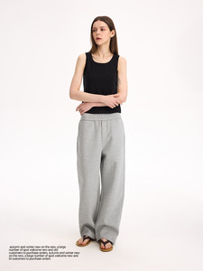Pantalon décontracté droit X909 en tissu épais, confortable, tricoté avec couche d'air et taille élastique pour le printemps et l'été - Product Image 5