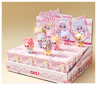 Vente en gros personnalisé mini mignon dessin animé flocage doux chat animaux figure mystère boîtes aveugles haut à la mode jouets enfants cadeau fabricants