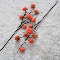 Cabang Pohon Buah Kesemek Sutra 90cm Ramah Lingkungan Dekorasi Halloween Natal Rumah Hotel Fotografi Lembut