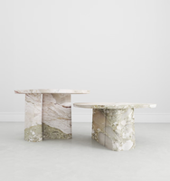 Ensemble de tables basses gigognes en marbre en forme de nuage irrégulier, table centrale en pierre naturelle pour salon et décoration intérieure
