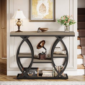 <span class=keywords><strong>Mesa</strong></span> de consola <span class=keywords><strong>estrecha</strong></span> moderna personalizada con almacenamiento, <span class=keywords><strong>mesa</strong></span> de entrada de madera metálica industrial para entrada de pasillo, sala de estar - Product Image 2