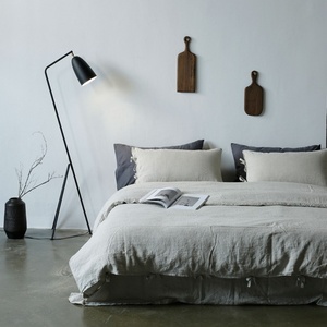 French 100% Pure Linen <b>Bedding</b> <b>Set</b> Flax Linen Duvet Cover Bedsheet Luxury Solid Color <b>Stripe</b> Wholesale Customization - Product Image 5