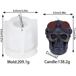 Moule à bougie en silicone Crâne Mécanique, Moule à savon en résine Crâne avec Casque Étoile à Cinq Branches pour la Fabrication de Bougies, Halloween et la Décoration Artistique - Product Image 6