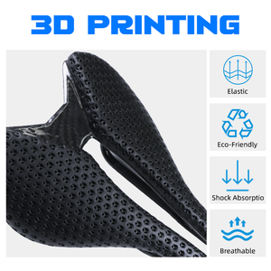 Asiento de bicicleta <span class=keywords><strong>MTB</strong></span>, cojín de asiento suave transpirable, sillín de bicicleta de carreras de ciclismo de montaña, sillín de bicicleta de fibra de carbono impreso en 3D - Product Image 2