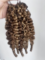 Extensions de cheveux tressés au crochet Miracle Knot, bouclés birmanes, couleur P4/27, double épaisseur, pointes en spirale, cheveux humains vierges