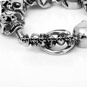 Waterproof 316L Stainless Steel Flat Skull Head Link Chain <b>Bracelet</b> Skull Bangle Fashion Jewelry - Product Image 3