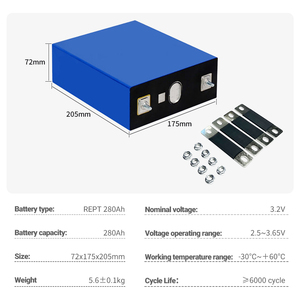 Celda de batería prismática LiFePO4 de 3.2V 280Ah Grado A para almacenamiento de energía solar doméstica, sistema de energía fuera de la red para vehículos recreativos. - Product Image 4