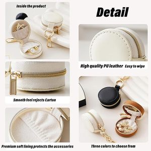 Mini Estuche de Joyería de Viaje 2 en 1 con Porta Anillos y Llavero para <span class=keywords><strong>Mujer</strong></span>, Organizador Portátil para Aretes/Collares, Ideal para Bodas y Fiestas - Product Image 4
