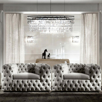 Canapé de Salon en Gros, Ensemble de Canapés Chesterfield en Velours Touffeté, Luxe Moderne Design