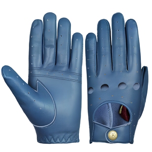 Gants en cuir de mouton bleu, longueur poignet, style uni, non doublés, respirants, pour usage quotidien décontracté, printemps automne - Product Image 3