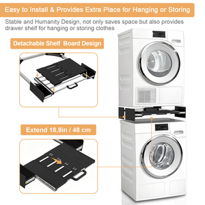 Kit de superposition pour lave-linge et sèche-linge avec base en acier inoxydable, design gain de place pour usage domestique et hôtelier - Product Image 4