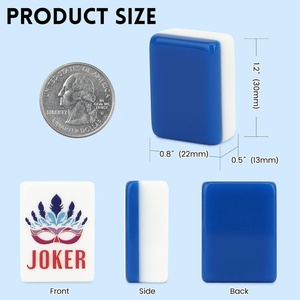 Customizable White Blue Engraved Acrylic 4-Player American-style <b>Mahjong</b> Tile <b>Set</b> with Portable Travel Case for Entertainment - Product Image 3