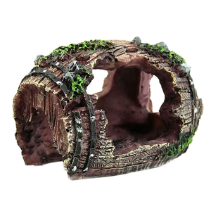 Handgefertigtes Harz-Keramik-Kunststoff-Zubehör in Fassform für Aquarien-Dekorationen, Fischbecken-Hintergrund, Inklusive Baum - Product Image 2