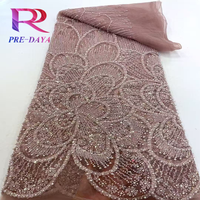 Nouveau Tube Perlé Broderie Perlé Sequin Tissu Robe De Mariée Robe De Soirée Haute Couture Dentelle Maille Africaine Dentelle Tissu