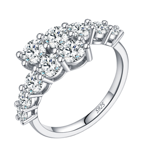 925 Sterling <b>Silver</b> High-End Luxury Moissanite Geometric Eternity Band <b>Ring</b> for Women Wedding Engagement <b>Statement</b> Jewelry - Product Image 1