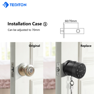 Fechadura数字锁智能锁卧室锁旋钮智能门把手锁指纹和代码 - Product Image 5