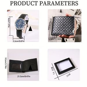 Ensemble cadeau montre et portefeuille pour homme, directement de l'usine, logo personnalisé, montre à quartz, portefeuille en cuir PU, souvenir pour homme, cadeaux pour la fête des pères - Product Image 2