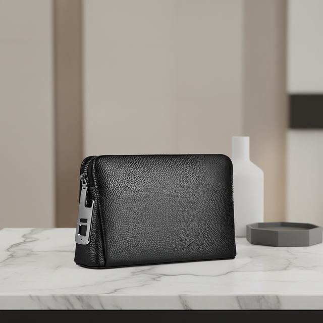 Smart Anti-Theft Genuine Leather Waterproof Zipper Closure Lightweight Crossbody Bag for Men Fashion Office Fingerprint Bags