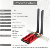 Adaptateur WiFi PCI E BT 5.4 et WiFi 2 en 1, adaptateur WiFi 7 sans fil, carte réseau sans fil triple bande BE200 pour ordinateur de bureau