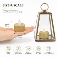 Lot de 2 bougies chauffe-plat LED scintillantes écologiques, flamme vacillante jaune chaud sans flamme, décorations Diwali CR2032