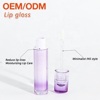Tube de rouge à lèvres violet clair personnalisé de haute qualité, emballage de tube cosmétique pour gloss, tube de gloss vide, conteneur en plastique
