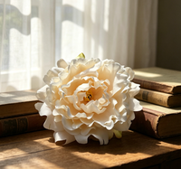 Grande tête de pivoine en soie de 15 cm, fleurs artificielles pour coiffure DIY, décoration d'Halloween, fait main, respectueux de l'environnement