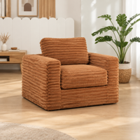Fauteuil en velours côtelé pour salon, chambre, appartement, coin lecture, blanc crème, siège unique, chaise longue, canapé rembourré