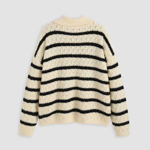 เสื้อสเวตเตอร์ผู้หญิงลายทางถักนิตติ้ง คอกลม แขนยาว สั่งทำโลโก้ได้ เสื้อไหมพรมถักสำหรับฤดูหนาว - Product Image 6