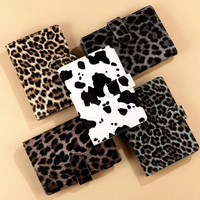 Organiseur de budget A6 à 6 anneaux en cuir PU gaufré, couverture rigide, reliure spirale, motif léopard, pour feuilles mobiles