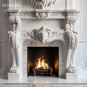 Diseño Popular tallado a mano francés independiente chimenea decorativa manto Carrara mármol blanco para Villa cocina uso al aire libre - Product Image 1