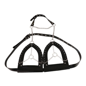 PU Leather Sexy Bra With Nipple Clamps SM Sex <b>Toy</b> Lingerie <b>for</b> Women Breast Bondage - Product Image 3