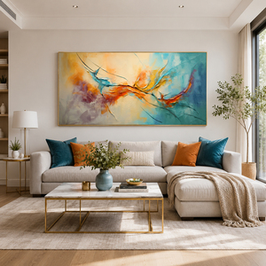 Handmade Currents of Color <b>Canvas</b> Textured Oil Painting House Interior Large Still Life Custom Paintings and Wall Arts Artwork - Product Image 2