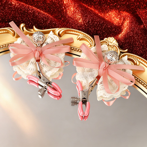 Pinces à tétons réglables avec clochettes, bijoux, nœud papillon <span class=keywords><strong>en</strong></span> dentelle douce, jouet sexuel pour couples, femmes, hommes, bondage, S&M, BDSM, rouge - Product Image 6