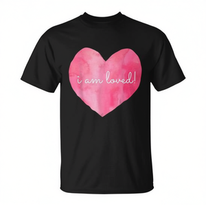 Camiseta con diseño de corazón I Am Loved, color negro, unisex, talla para adultos - Product Image 2