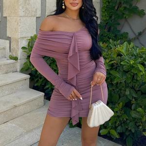 Vestido Mini Casual Sexy con Volantes y Fruncido para Mujer, Nueva Moda Primavera 2026, Vestido Ajustado de Manga Larga con Volantes para Mujer - Product Image 1