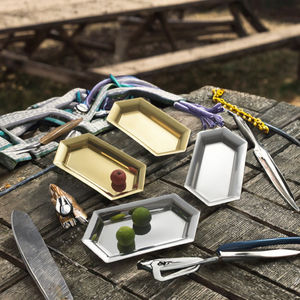 Plateau de rangement pour fruits, serviettes, collations, en acier inoxydable 304 durable, motif végétal irrégulier, style nordique Eudine, pour le camping - Product Image 3