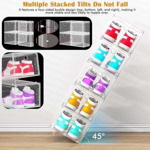 Stackable Magnetic Drop Front Single Tier Living Room Shoes Storage <b>Box</b> with Transparent <b>Display</b> and 17L Capacity for Shoes - Product Image 3