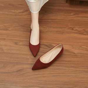 6388C Zapatos planos elegantes de ante sintético con punta en pico para mujer, sin cordones, negros, para todas las estaciones - Product Image 4