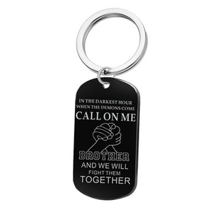 Pendentifs et Porte-clés en Acier Inoxydable pour Hommes, Thème Moto, Marque Fashion Motorcycle Brothers Dog, avec le Slogan 'DANS L'HEURE LA PLUS SOMBRE', Symbole d'Amitié - Product Image 4