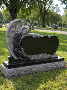 Pierre tombale en granit naturel à prix avantageux, double ange agenouillé, monument funéraire en granit rouge impérial pour cimetière et - Product Image 6