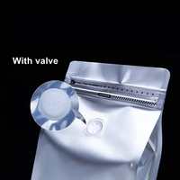 Sac d'emballage de sachets de grains de café à fond plat avec huit joints latéraux en papier d'aluminium compostable imprimé personnalisé avec valve et fermeture éclair