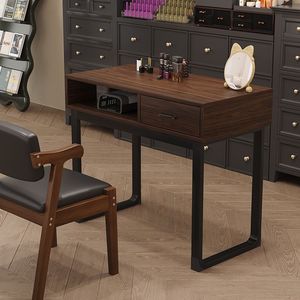 Nail <b>Table</b> Wood Top <b>Walnut</b> Black American Retro Style Manicure Nail Bar Single Double Design - Product Image 2